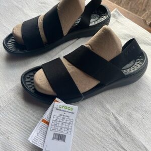 Crocs Black Elastic Sandals